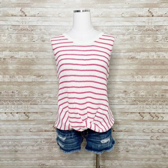 NWT Splendid Striped Twist Hem Tank Top Pink White Preppy Beach Vacay Size M - Picture 10 of 10